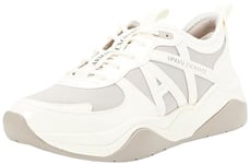 Armani Exchange Femme Cher, Logo latéral, Contrastes de Couleur Basket, Off White Beige, 39.5 EU