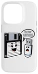 Coque pour iPhone 14 Pro Disquette vers clé USB 90s 00s Ordinateur Drôle Geek Joke