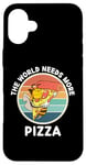 iPhone 16 Plus Retro Bee The World Needs More Pizza Retro Pizza Lover Case