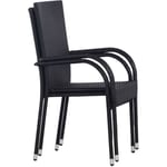 Home Market®5473 Lot de 2 Fauteuil de Jardin empilables Chaise de terrasse Chaise de bistro Résine tressée Noir