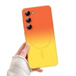 Newseego Coque pour Samsung Galaxy S23 5G Étui pour Filles et Femmes [Compatible avec MagSafe] Mignon Dégradé Coque S23, Housse de Protection en Silicone Souple pour Samsung S23-Orange+Jaune