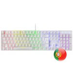 Mars Gaming MK422 Blanc, Clavier Mécanique Gaming RGB, Antighosting, Switch Mécanique Bleu, Langue Portugaise