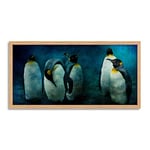 Wee Blue Coo Penguin Bird Antarctic Snow Long Panel Framed Wall Art Print