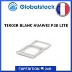 Tiroir Sim 1 + Sim 2 Ou Carte Sd Pour Huawei P30 Lite Blanc