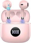 Wireless Earbuds, Bluetooth 5.3 Headphones in Ear with 4 ENC Noise Cancelling Mic, Bluetooth Earbuds 40H Playtime, HiFi Stereo Deep Bass Wireless Earphones IP7 Waterproof, USB-C Fast Charge Light Pink