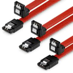 3X 50Cm Sata 3 Nylon Câble Set Câbles De Donnés 6 Gbit/S Câbles De Branchement Carte Mère Disque Dur Hdd Ssd 1 Connecteur S-Ata Coudé À 90° Rouge