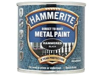 Hammerite Direct To Rust Hammered Finish Metal Paint Black 250Ml HMMHFBL250