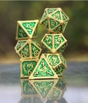 Metal Dice Set -Gold Green Dragon