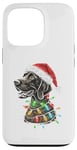 Coque pour iPhone 13 Pro Chapeau de Père Noël allemand à poil court Lumières de Noël Chien Maman Papa