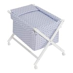 Interbaby Berceau en Croix Hêtre Blanc + Parure + Nacelle + Matelas Modèle Estrella Mar Rose