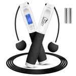 Uten Corde à Sauter, Corde a Sauter Sport avec Compteur de Calories Jump Rope sans Fil Numérique Réglable pour Fitness, Perte de Graisse, Gym, Blanc et Noir