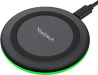 yootech Wireless Charger, Fast Wireless Charging Pad for iPhone 16/16 Plus/16 Pro Max/15/14/13/SE 2022/12/11/X/8, for Samsung Galaxy S23/S22/S21/S10, for Air Pods 4 Pro 3 2 (No AC Adapter)