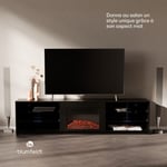 Klarstein Meuble tv Bois avec Cheminée Electrique Intégrée, Meuble Tele de 160 cm, Design Moderne avec led Multicolores, Meuble bas tv pour Salon