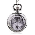 DSHUJC Montre de Poche, Mode Loup Montre de Poche à Quartz Pendentif Collier Hommes Montre Femmes Montre