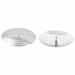 Flat Stainless Steel Round Design Sink Washbasin Strainer Stopper 7.9cm Dia 2pcs