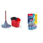 Vileda SuperMocio Microfibre and Cotton Mop and Bucket Set & Supermocio 3Action Xl Refill, Pack of 2