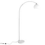 CCLIFE Lampe Lampadaire à arc salon courbée, Lampe arceau moderne en chrome Lampadaire sur pied marbre, Couleur: Blanc, réglable en hauteur 145-220cm