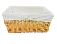 Wider Large Big Deep Lined Kitchen Wicker Storage Basket Xmas Hamper Basket Natural, Large 46x35x19.5cm