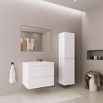 Ensemble meuble vasque 60 cm avec colonne - LOMAZOO Avalon - blanc brillant