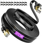 Cable Ethernet 20m Cat 8 Blindé, Cable RJ45 Cat 8 20m Plat Haut Debit Gigabit 40Gbps 2000Mhz Long Câble Réseau LAN Gigabit Cable Internet 20 Mètres Extérieur Impermeable pour Routeur.[G1358]