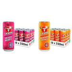 Carabao Energy Drink Mixed Berry (12 Cans) & Orange Blast (12 Cans), 24 x 330ml Case Cans, Low Calorie and less Sugar, Tasty Fizzy Flavour, Vegan, B Vitamins, Caffeine with Zero Crash, Multipack