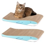 ComSaf Cat Scratching Board 2 Pack, Cat Scratcher Cardboard, Curved Cat Scratcher, Cute Cat Scratch Pad for Kitty, Recycle Cardboard Cat Scratcher, Double-Sided Pad for Long Lasting Use (Blue Whale)