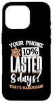 iPhone 16 Pro Hanukkah Phone At 10 Percent, Chanukah & Menorah Jewish Case