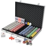 vidaXL Pokerset med 1000 laser-marker aluminium Flerfärgsdesign