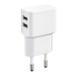 Wicked Chili Chargeur Secteur Dual USB Charger 12W / 2400mA Pro Series Universelle adaptée pour téléphone Portable, Smart Watch, Powebank et Enceinte Bluetooth, avec 90°Angulaire USB Socket, Blanc