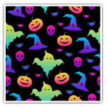 2 x Square Stickers 10 cm - Halloween Pattern Pumpkin Ghost Bats  #45281