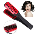 Hair Hairdressing Double Sided Brush Clamp Hair Straightening Comb Hair Styl Gfl