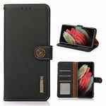 COQUE étui pour Xiaomi Mi 11 Lite 5G Couverture, étui pour téléphone Anti-vol RFID en Cuir de Vache avec Fentes pour Cartes Antichoc pour Xiaomi Mi 11 Lite 5G-Noir