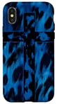 Coque pour iPhone X/XS Coque de téléphone imprimé animal bleu avec verset religieux croix