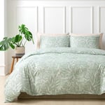 Tokokimo King Size Duvet Cover Set, Microfiber Duvet Sets Quilt Cover with Pillow Cases Bedroom Decor, Gifts for Mom (Plants, Sage Green, Kingsize 230x220 cm)