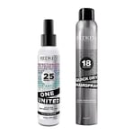 Redken, Duo Soin Sans-Rinçage & Spray Fixant pour Tous Types de Cheveux, Soin Multi-Bénéfices One United 150ml & Spray de Finition Instantanée 400ml, Volume & Protection, Styling by Redken