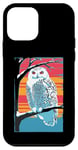 iPhone 12 mini Retro Snowy Owl with Sunset Art Wildlife Design Case