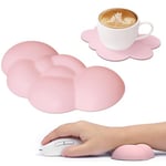 ATTACK SHARK Cloud Souris Repose-poignet avec Dessous de Verre,Ergonomique, trous de Massage pour Soulager la Douleur, Support de Poignet pour Souris, Joli Accessoire pour Bureau/Jeu Vidéo-Rose Clair