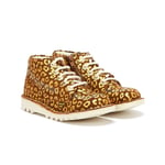 Kickers Childrens Unisex Boy's Girls Kick Hi Leopard Junior Brown / Gold Boots Suede - Size UK 13 Kids