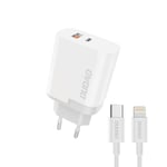 Dudao A6XSEUL Adapter 22,5Watt 1xUSB-C + 1xUSB-A (1m USB-C to Lightning cable included)