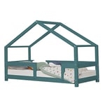 Lit cabane enfant LUCKY 120 x 180 vert pétrole