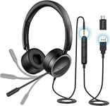 Computer Headset with Microphone New Bee USB/3.5mm Headset Business Headset Nois