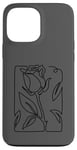 Coque pour iPhone 13 Pro Max Rose noire abstraite dessin minimaliste Line Art