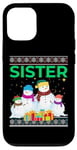 Coque pour iPhone 12/12 Pro Pull de Noël moche avec inscription Sister Sis - Nom de famille - Pour femmes et filles