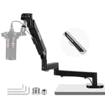 Neewer Low Profile Mic Arm Desk Mount, 360° Swivel Boom Arm with Pneumatic Damping Adjustable, Cable Management, Compatible with Shure MV7 SM7B Blue Yeti Gaming Streaming Podcast Microphone, MS002