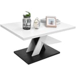 Ej.life - Table Basse Salon Blanche et Noir avec étagère, Table Centrale Blanche Moderne et élégante pour thé et Le café. Design épuré et Un Choix