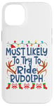 Coque pour iPhone 14 Plus Noël est le plus susceptible de chevaucher Rudolph Family Kids Funny Men