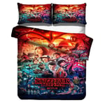 Stranger Things Season 3 Eleven Dustin Demogorgon Bed Linen Set with Zip 3D Print Teenagers Girls Kids 200 X 200 Cm Duvet Cover with Pillow Case,3,173x218cm