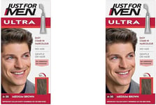 Just for Men Ultra Medium Brown Hair Colour Dye for Short Hair, Comb Away the Gr