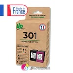 UPRINT Pack de 2 cartouches d'encre remanufacturées HP 301 noire et couleur – Fabriquées en France