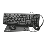 Kit télétravail trust 4-en-1  primo avec clavier, souris sans-fil, un casque et tapis de souris